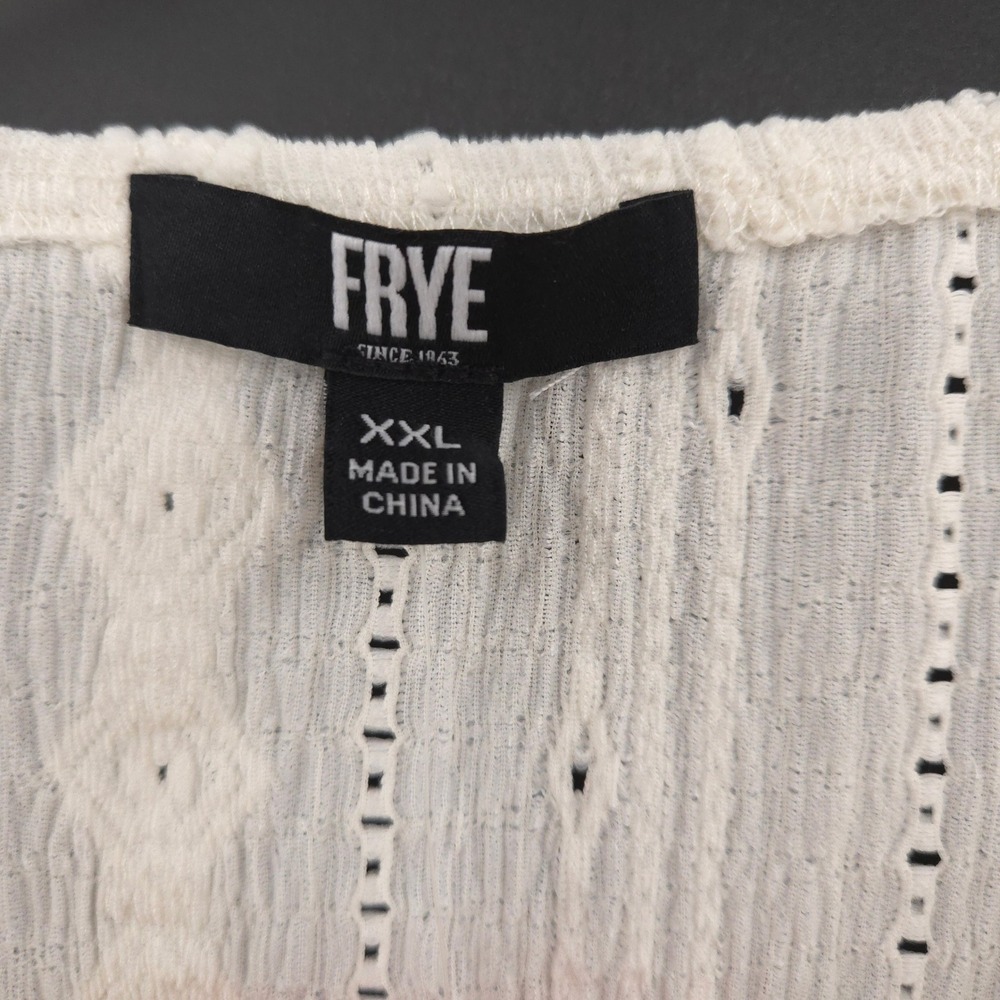 Frye Textured Knit Blouse Womens XXL Ivory Long Sleeve Boho Pointelle Top NWT - Picture 5 of 8